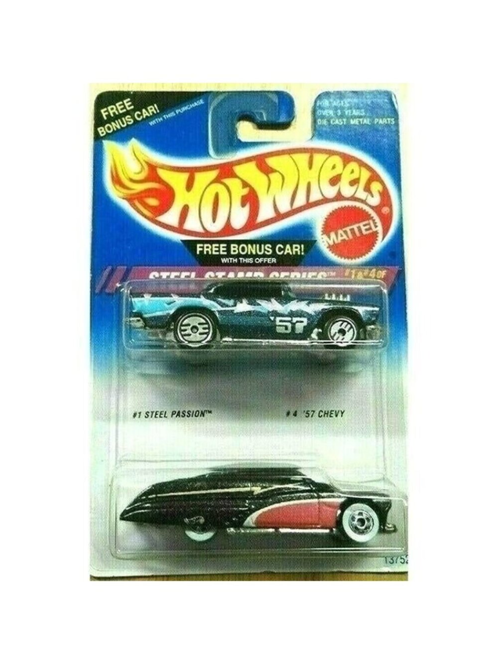 Vintage Die Cast Hot Wheels 1994 Steel Stamp Series 1 STEEL PASSION /4 '57 CHEVY